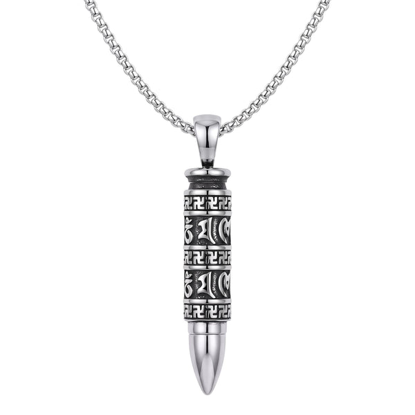 MYSTIC BULLET - 11mm Pure Titanium Steel Pendant with 23inch Round Box 4mm Chain for Men & Boys