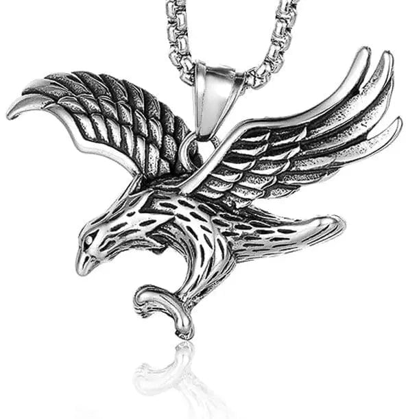 THE MEN THING Alloy Eagle Pendant with Pure Stainless Steel 24inch Chain for Men, European trending Style - Round Box Chain & Pendant for Men & Boy