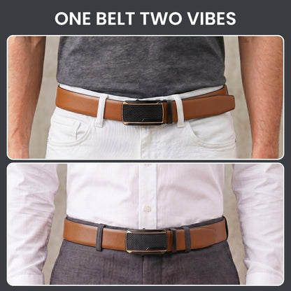 Mens Genuine Leather Belt | 2 in 1 Reversible (Brown & Black) (1 Pc.) - VELARO