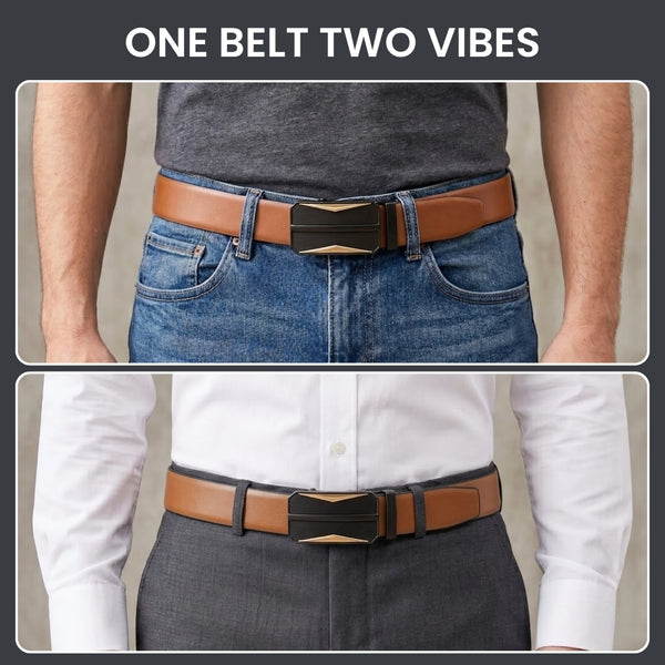 Mens Genuine Leather Belt | 2 in 1 Reversible (Brown & Black) (1 Pc.) - VELARO