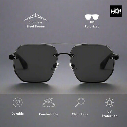 2101 AERO HEX HD Polarized Sunglasses for Men - UV400 Protection, Stainless Steel Frame - THE MEN THING