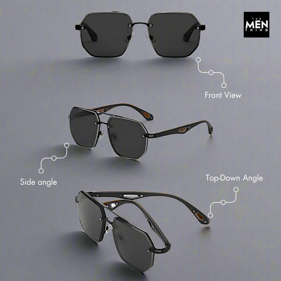 2101 AERO HEX HD Polarized Sunglasses for Men - UV400 Protection, Stainless Steel Frame - THE MEN THING