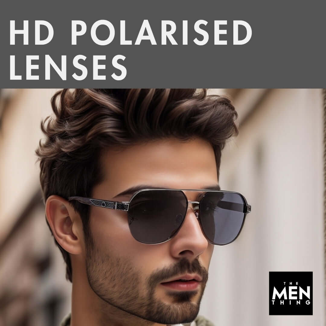 2105 DARK HEX -  Aviator  Style - HD Polarised Sunglasses for Men - UV400 Protection, Stainless Steel Frame - THE MEN THING