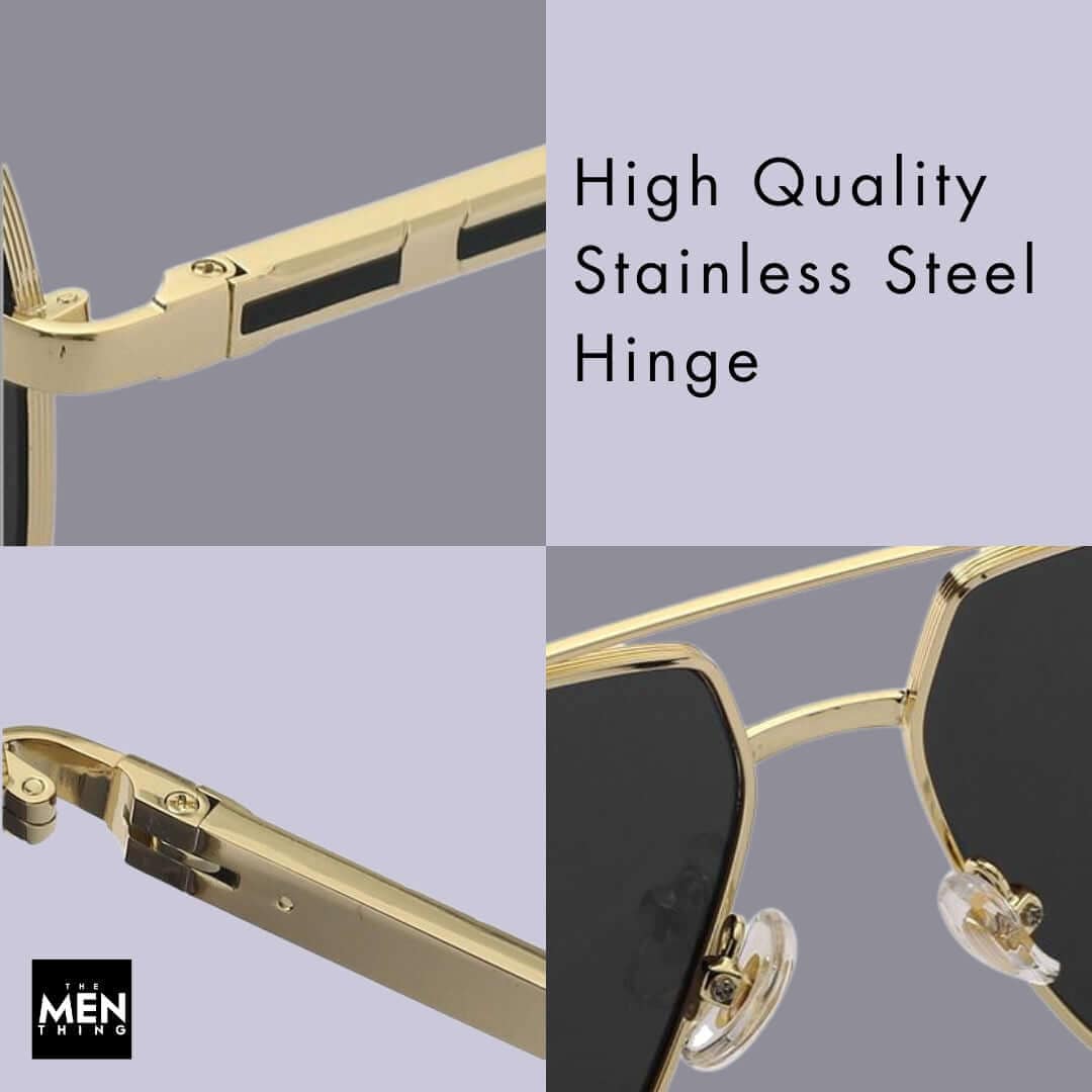 2109 SHADOW LUXE -  Double Bridge Aviator Style - HD Polarised Sunglasses for Men - UV400 Protection, Stainless Steel Frame - THE MEN THING
