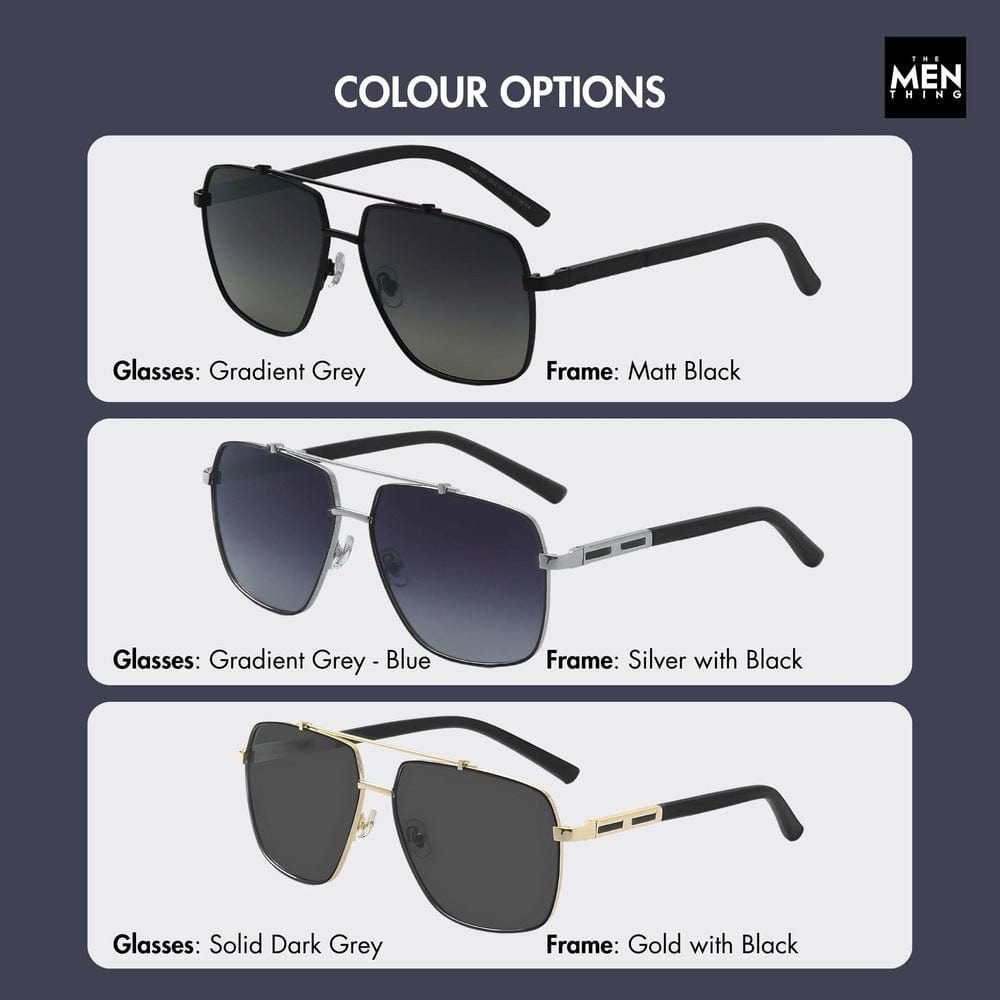 2109 SHADOW LUXE -  Double Bridge Aviator Style - HD Polarised Sunglasses for Men - UV400 Protection, Stainless Steel Frame - THE MEN THING