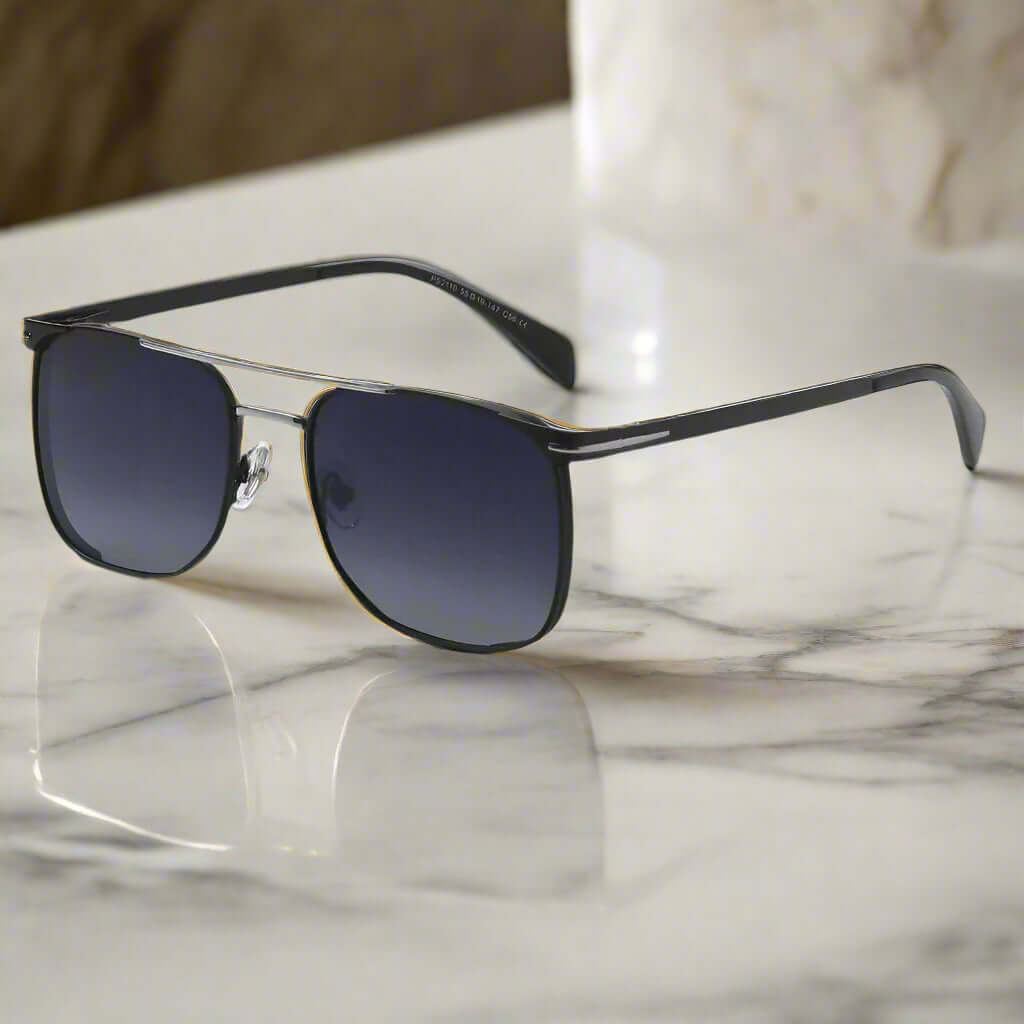 2110 MIDNIGHT EDGE  -  Square Aviator Style - HD Polarised Sunglasses for Men - UV400 Protection, Stainless Steel Frame - THE MEN THING