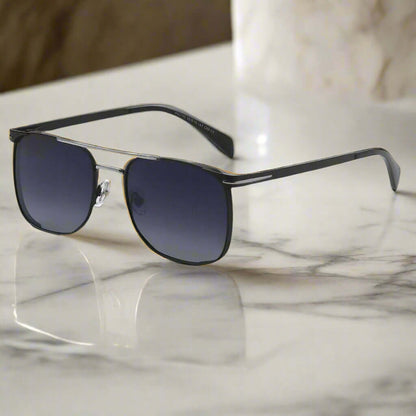 2110 MIDNIGHT EDGE  -  Square Aviator Style - HD Polarised Sunglasses for Men - UV400 Protection, Stainless Steel Frame - THE MEN THING