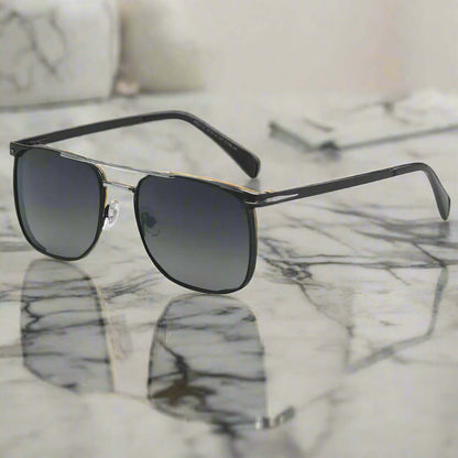 2110 MIDNIGHT EDGE  -  Square Aviator Style - HD Polarised Sunglasses for Men - UV400 Protection, Stainless Steel Frame - THE MEN THING