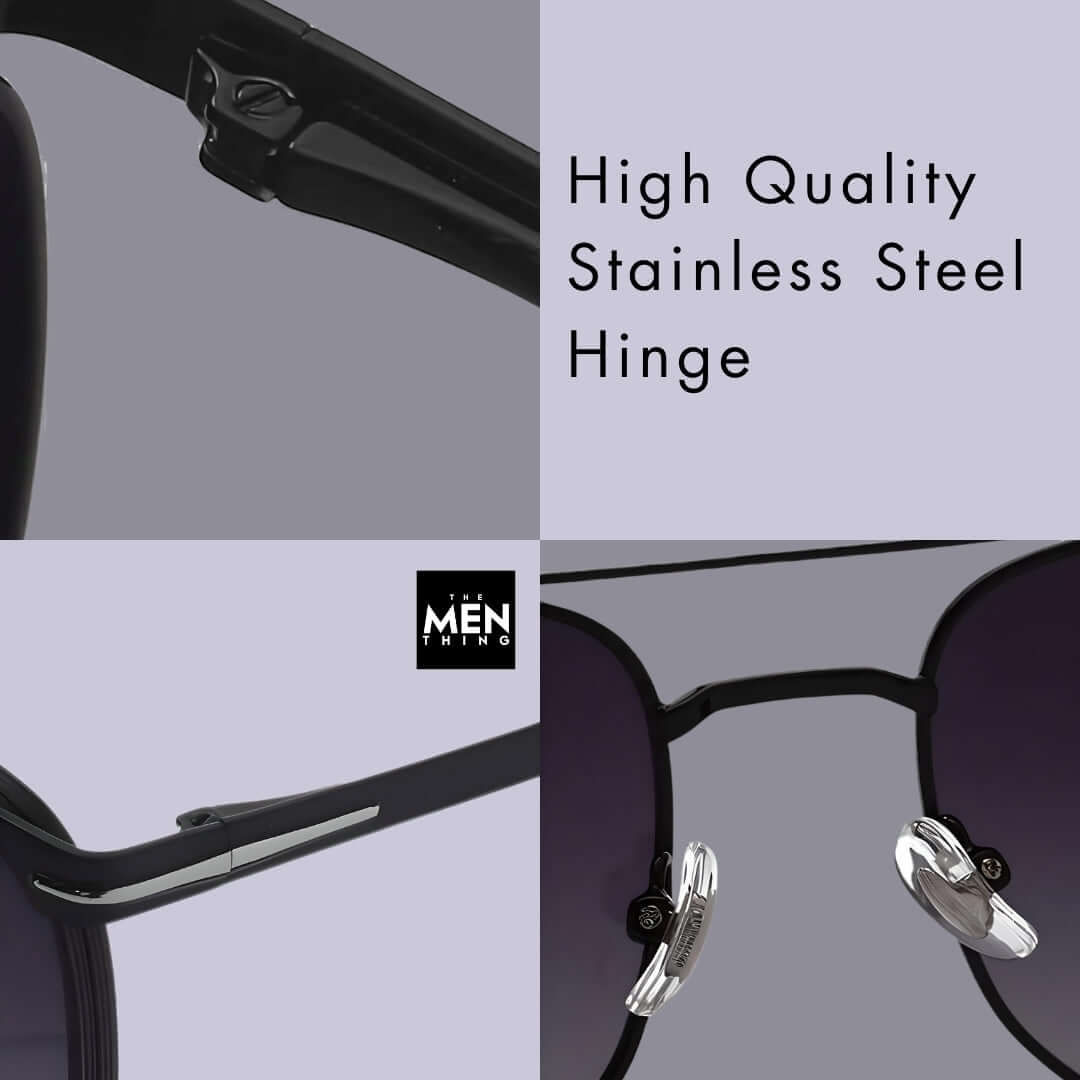 2110 MIDNIGHT EDGE  -  Square Aviator Style - HD Polarised Sunglasses for Men - UV400 Protection, Stainless Steel Frame - THE MEN THING