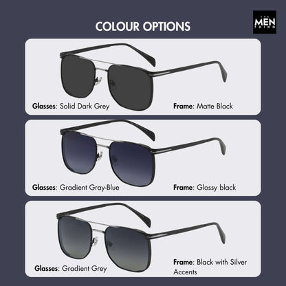 2110 MIDNIGHT EDGE  -  Square Aviator Style - HD Polarised Sunglasses for Men - UV400 Protection, Stainless Steel Frame - THE MEN THING