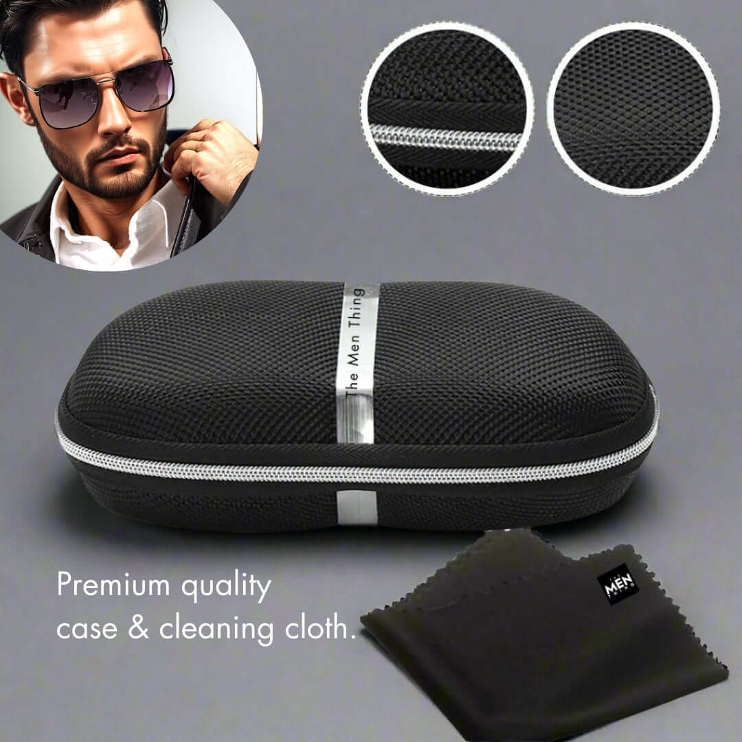 2110 MIDNIGHT EDGE  -  Square Aviator Style - HD Polarised Sunglasses for Men - UV400 Protection, Stainless Steel Frame - THE MEN THING