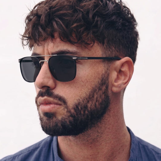 2110 MIDNIGHT EDGE  -  Square Aviator Style - HD Polarised Sunglasses for Men - UV400 Protection, Stainless Steel Frame - THE MEN THING