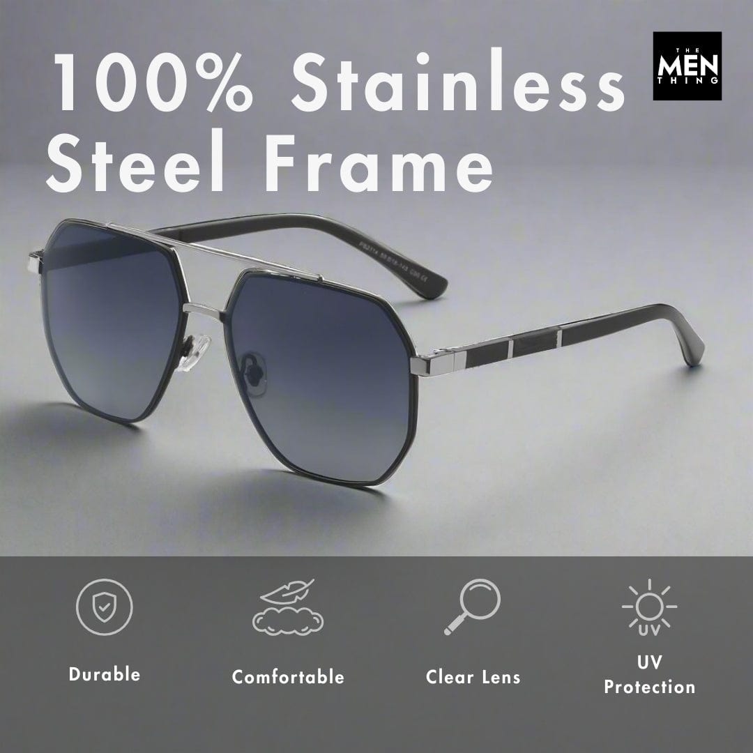 2114 STELLAR ANGLES - Geometric Aviator Style - HD Polarised Sunglasses for Men - UV400 Protection, Stainless Steel Frame — Sunglasses for Men | THE MEN THING