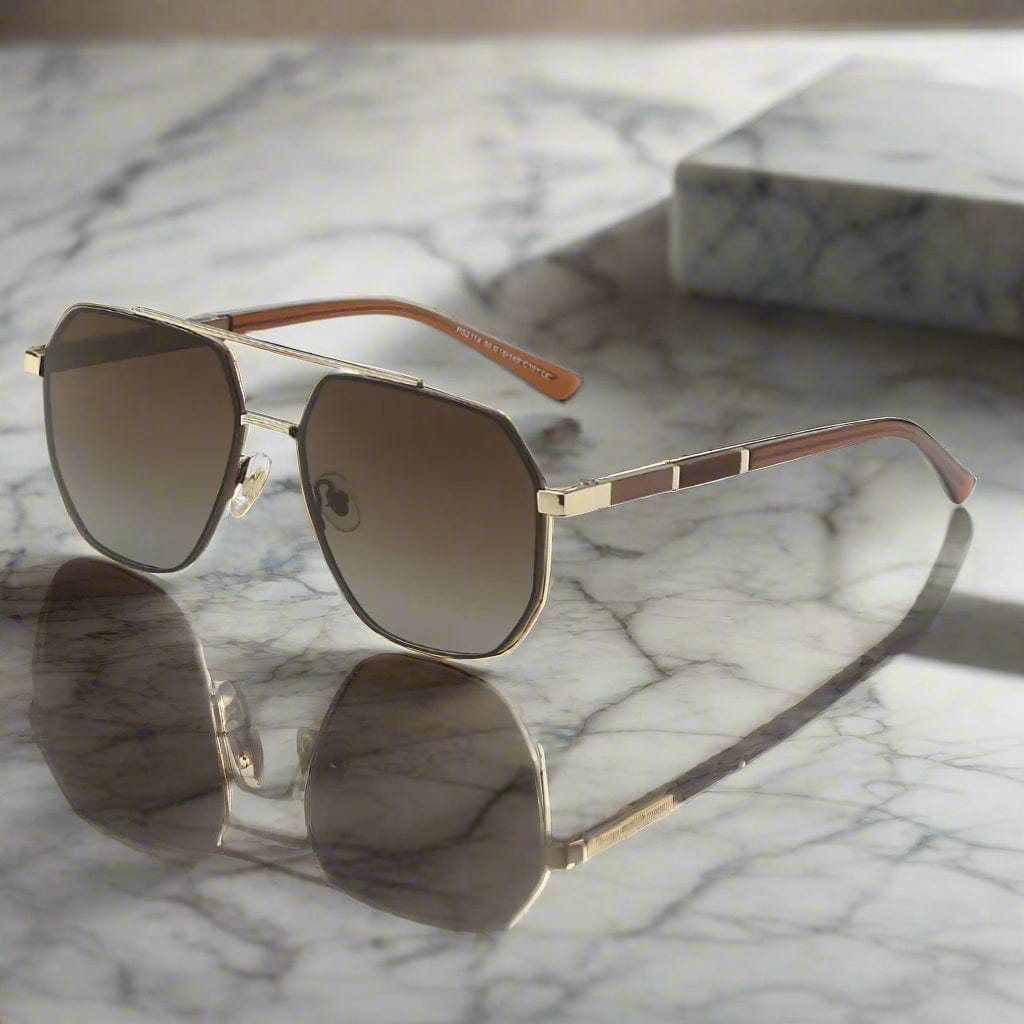 2114 STELLAR ANGLES - Geometric Aviator Style - HD Polarised Sunglasses for Men - UV400 Protection, Stainless Steel Frame — Sunglasses for Men | THE MEN THING