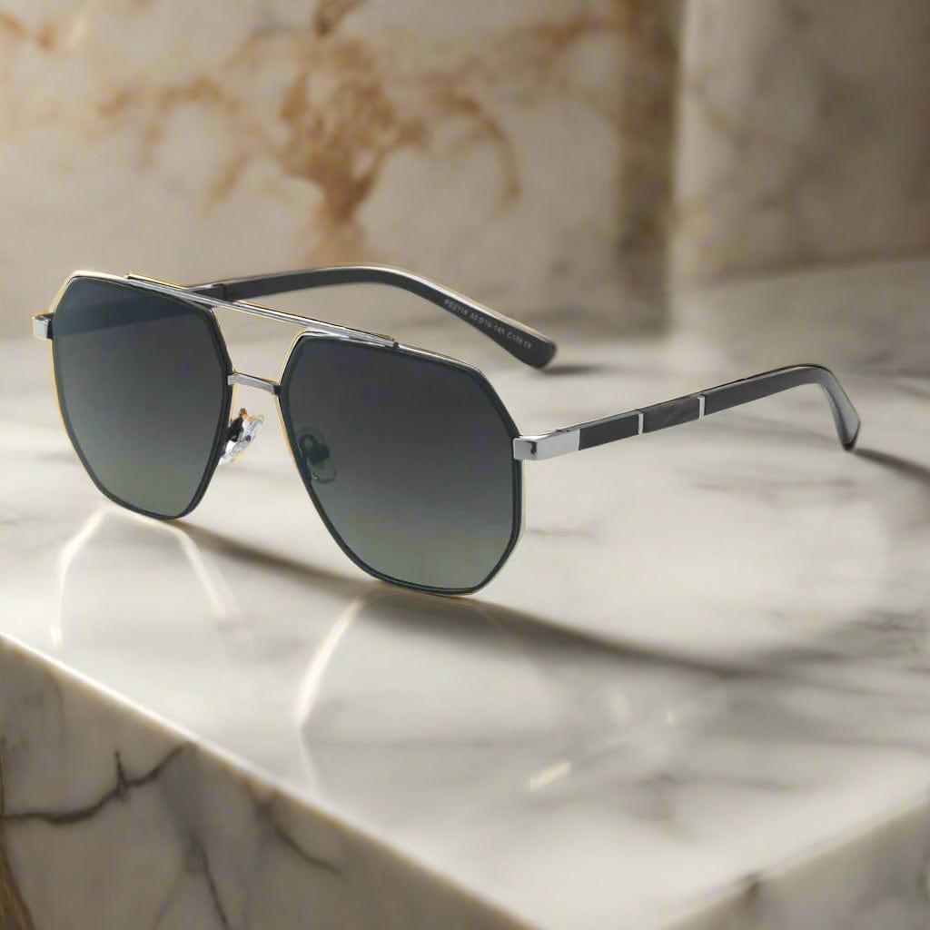 2114 STELLAR ANGLES - Geometric Aviator Style - HD Polarised Sunglasses for Men - UV400 Protection, Stainless Steel Frame — Sunglasses for Men | THE MEN THING