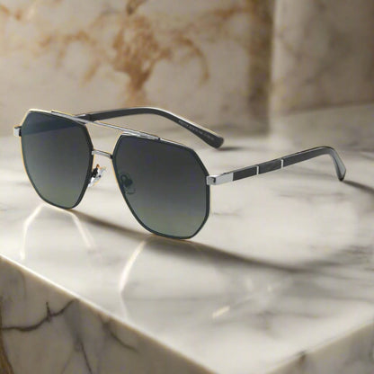 2114 STELLAR ANGLES - Geometric Aviator Style - HD Polarised Sunglasses for Men - UV400 Protection, Stainless Steel Frame — Sunglasses for Men | THE MEN THING