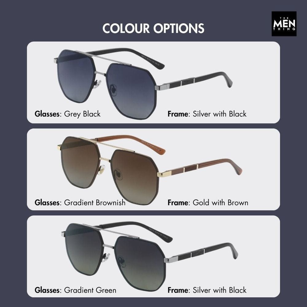 2114 STELLAR ANGLES - Geometric Aviator Style - HD Polarised Sunglasses for Men - UV400 Protection, Stainless Steel Frame — Sunglasses for Men | THE MEN THING