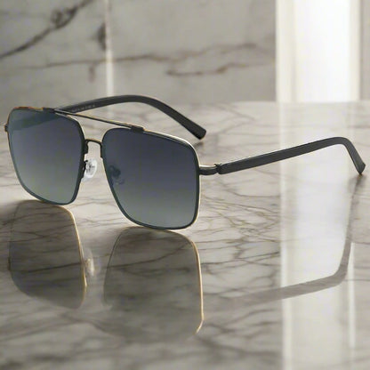 2121 SKYLINE LUXE -  Classic Square Aviator Style - HD Polarised Sunglasses for Men - UV400 Protection, Stainless Steel Frame - THE MEN THING