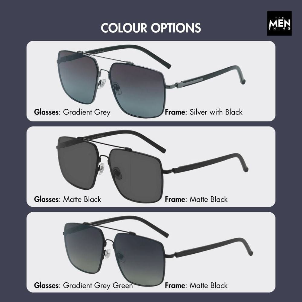 2121 SKYLINE LUXE -  Classic Square Aviator Style - HD Polarised Sunglasses for Men - UV400 Protection, Stainless Steel Frame - THE MEN THING
