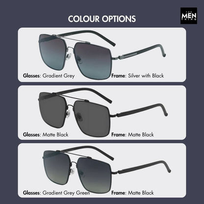 2121 SKYLINE LUXE -  Classic Square Aviator Style - HD Polarised Sunglasses for Men - UV400 Protection, Stainless Steel Frame - THE MEN THING