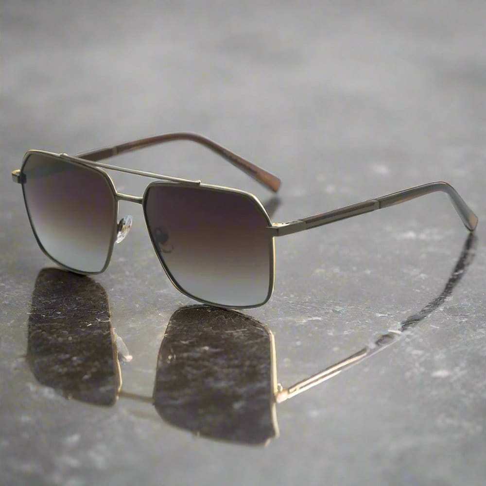 2124 BOLD HORIZON -  Rectangular Aviator  Style - HD Polarised Sunglasses for Men - UV400 Protection, Stainless Steel Frame - THE MEN THING