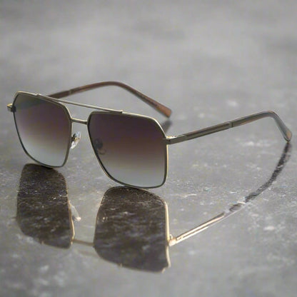 2124 BOLD HORIZON -  Rectangular Aviator  Style - HD Polarised Sunglasses for Men - UV400 Protection, Stainless Steel Frame - THE MEN THING