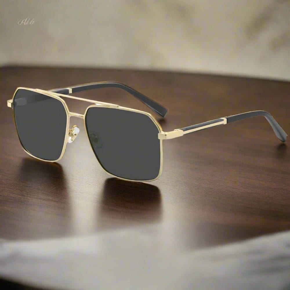 2124 BOLD HORIZON -  Rectangular Aviator  Style - HD Polarised Sunglasses for Men - UV400 Protection, Stainless Steel Frame - THE MEN THING