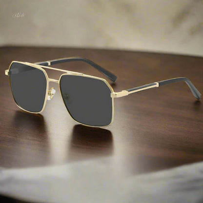 2124 BOLD HORIZON -  Rectangular Aviator  Style - HD Polarised Sunglasses for Men - UV400 Protection, Stainless Steel Frame - THE MEN THING