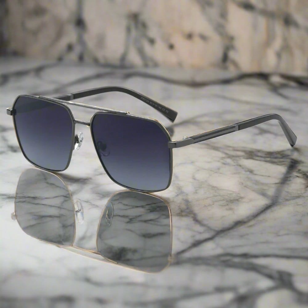 2124 BOLD HORIZON -  Rectangular Aviator  Style - HD Polarised Sunglasses for Men - UV400 Protection, Stainless Steel Frame - THE MEN THING