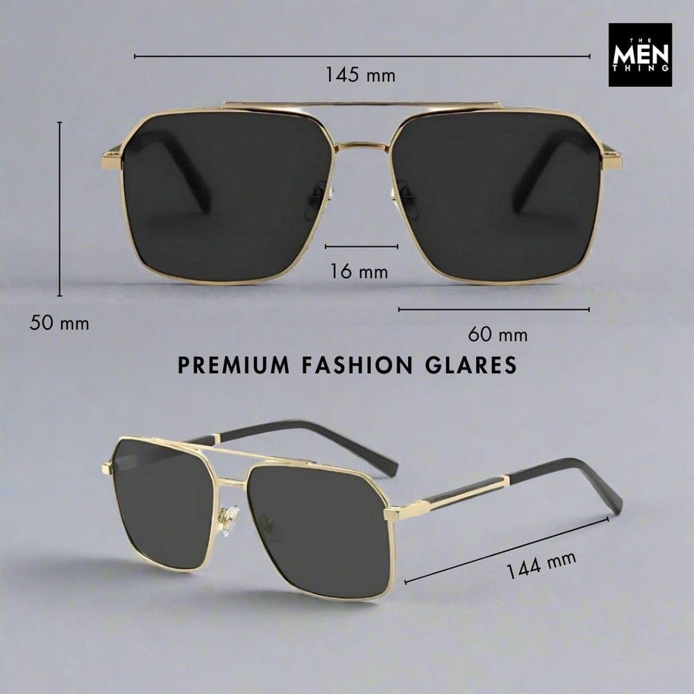 2124 BOLD HORIZON -  Rectangular Aviator  Style - HD Polarised Sunglasses for Men - UV400 Protection, Stainless Steel Frame - THE MEN THING