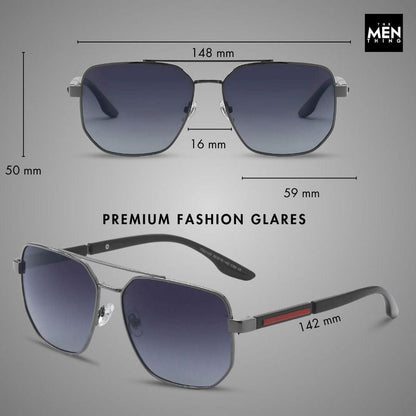 2125 - PRISM NOIR - HD Polarised Sunglasses for Men - UV400 Protection, Stainless Steel Frame - Gun Gradient Blue Grey - THE MEN THING