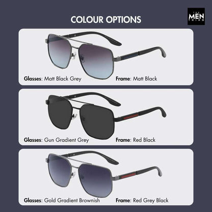 2125 - PRISM NOIR - HD Polarised Sunglasses for Men - UV400 Protection, Stainless Steel Frame - Gun Gradient Blue Grey - THE MEN THING