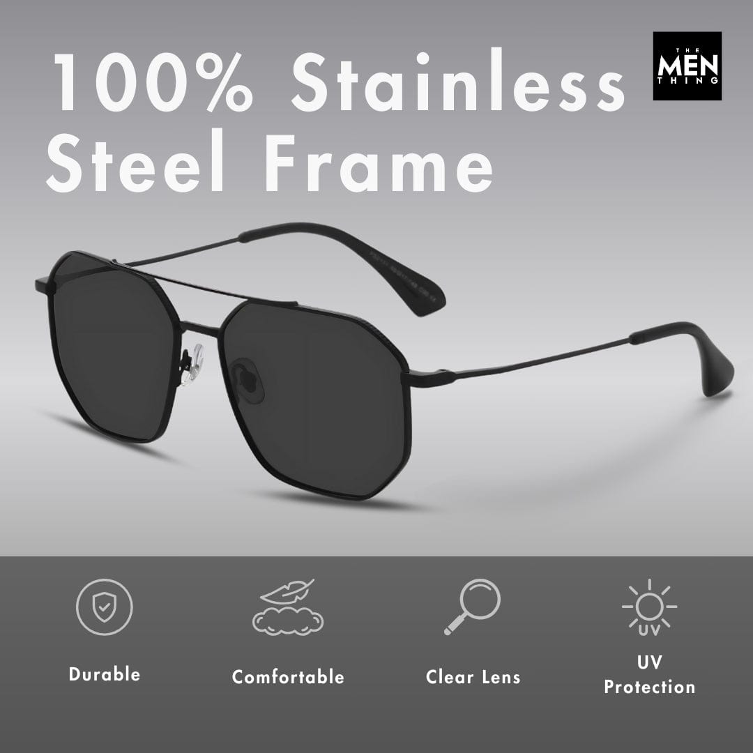 2131 - COSMIC FADE - HD Polarised Sunglasses for Men - UV400 Protection, Stainless Steel Frame - Black Grey - THE MEN THING