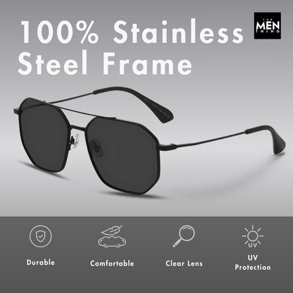 2131 - COSMIC FADE - HD Polarised Sunglasses for Men - UV400 Protection, Stainless Steel Frame - Gun Gradient Grey - THE MEN THING