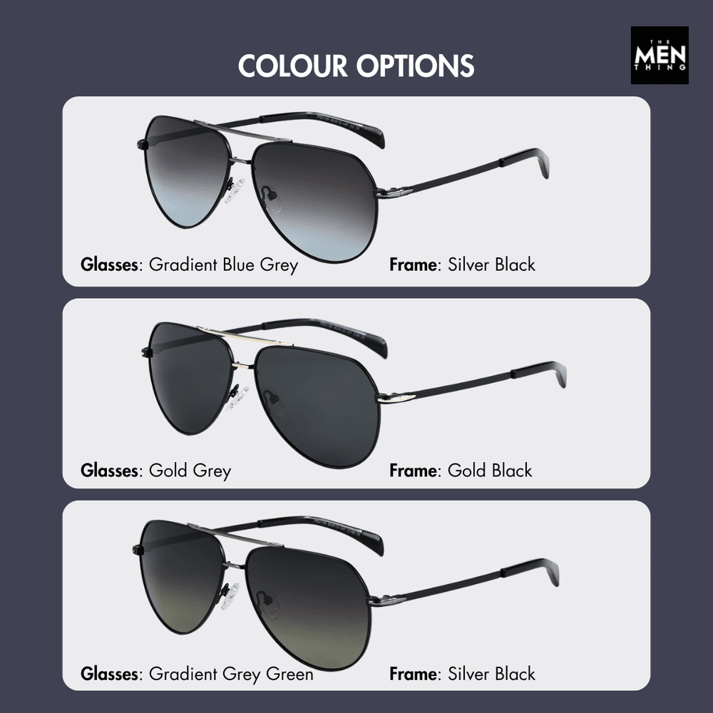 2139 - AERO SHADOW - HD Polarised Sunglasses for Men - UV400 Protection, Stainless Steel Frame - Gradual Blue Grey - THE MEN THING