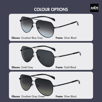 2139 - AERO SHADOW - HD Polarised Sunglasses for Men - UV400 Protection, Stainless Steel Frame - Gradual Blue Grey - THE MEN THING