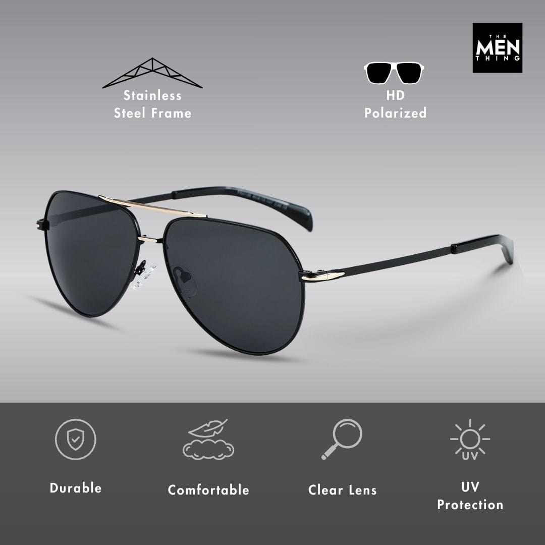 2139 - AERO SHADOW - HD Polarised Sunglasses for Men - UV400 Protection, Stainless Steel Frame - Gradual Blue Grey - THE MEN THING