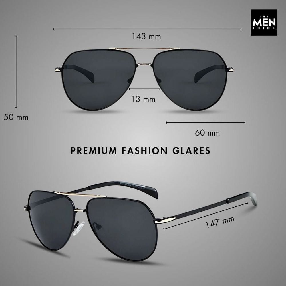 2139 - AERO SHADOW - HD Polarised Sunglasses for Men - UV400 Protection, Stainless Steel Frame - Gold Grey - THE MEN THING