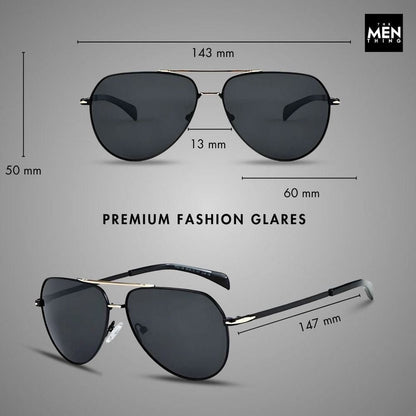 2139 - AERO SHADOW - HD Polarised Sunglasses for Men - UV400 Protection, Stainless Steel Frame - Gold Grey - THE MEN THING