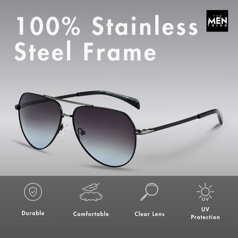 2139 - AERO SHADOW - HD Polarised Sunglasses for Men - UV400 Protection, Stainless Steel Frame - Gold Grey - THE MEN THING