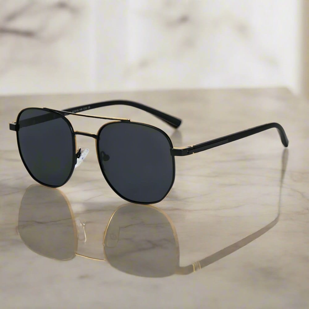 2141 - COBALT GLEAM - HD Polarised Sunglasses for Men - UV400 Protection, Stainless Steel Frame - Matt Black - THE MEN THING