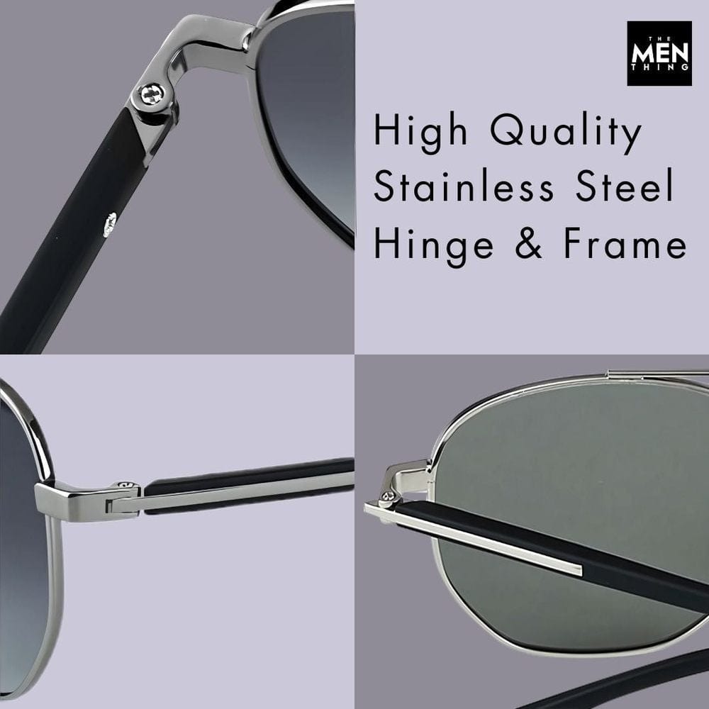 2141 - COBALT GLEAM - HD Polarised Sunglasses for Men - UV400 Protection, Stainless Steel Frame - Gradual Blue Grey - THE MEN THING
