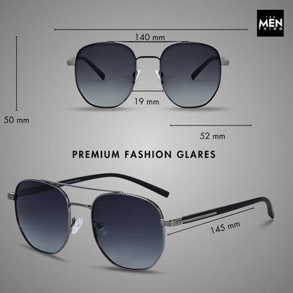 2141 - COBALT GLEAM - HD Polarised Sunglasses for Men - UV400 Protection, Stainless Steel Frame - Gradual Blue Grey - THE MEN THING