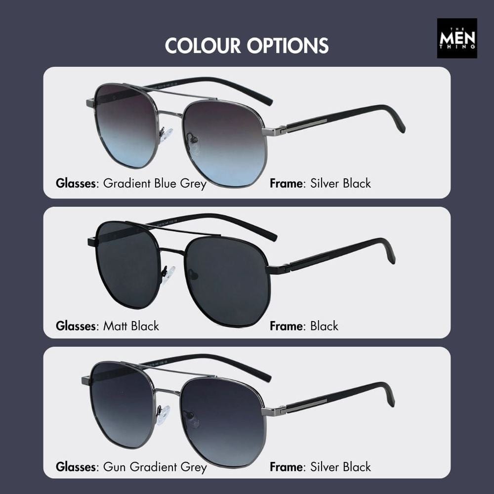 2141 - COBALT GLEAM - HD Polarised Sunglasses for Men - UV400 Protection, Stainless Steel Frame - Gradual Blue Grey - THE MEN THING