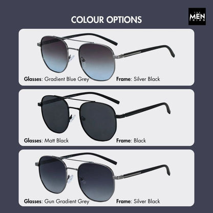 2141 - COBALT GLEAM - HD Polarised Sunglasses for Men - UV400 Protection, Stainless Steel Frame - Gradual Blue Grey - THE MEN THING