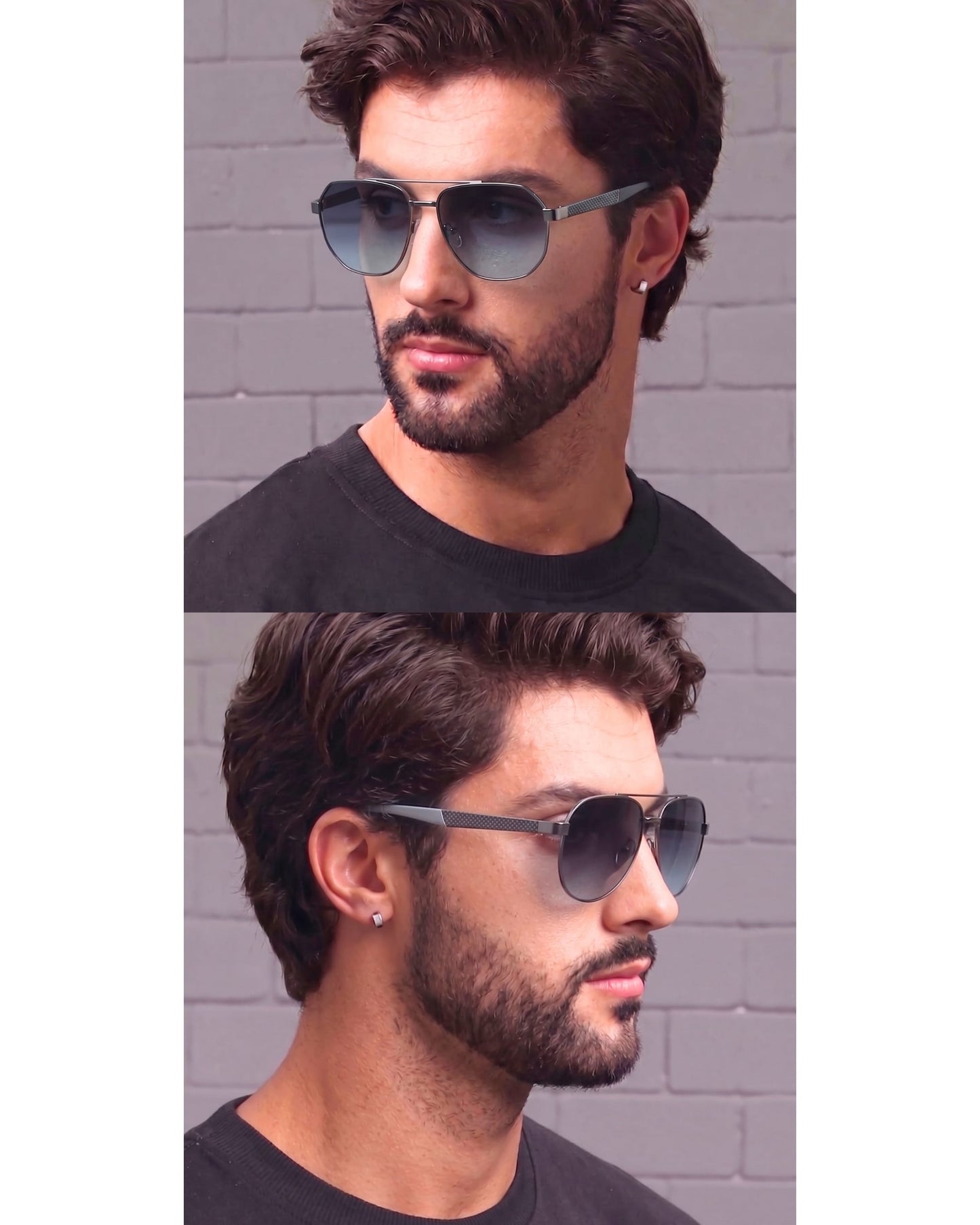 2148 - EBON OCTAGON - HD Polarised Sunglasses for Men - UV400 Protection, Stainless Steel Frame - Gradual Blue Grey - THE MEN THING