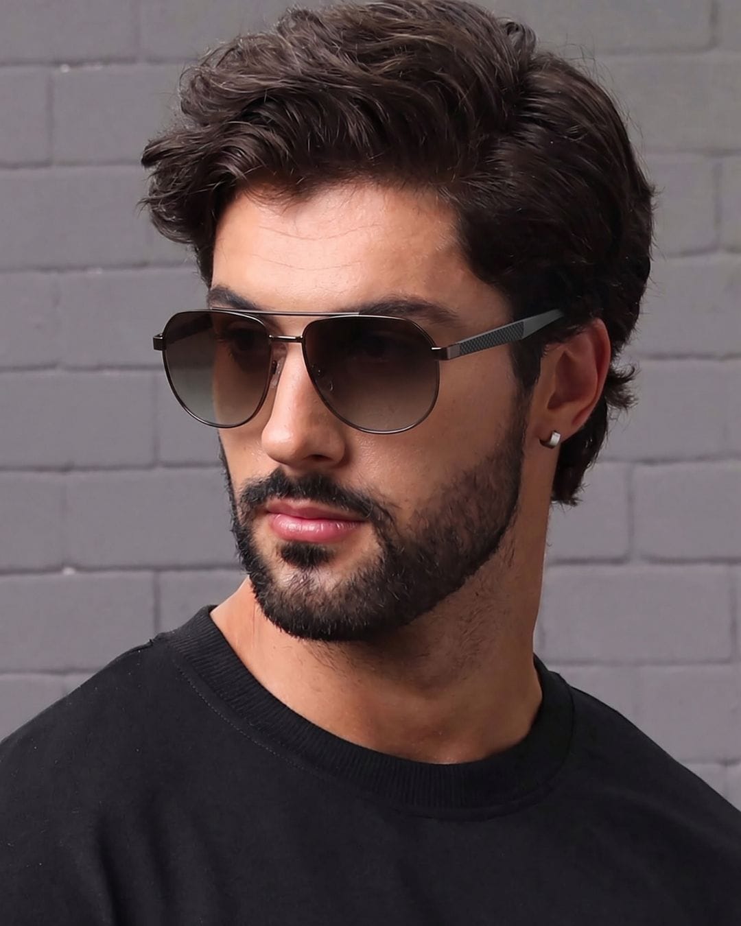 2148 - EBON OCTAGON - HD Polarised Sunglasses for Men - UV400 Protection, Stainless Steel Frame - Gradual Brownish - THE MEN THING