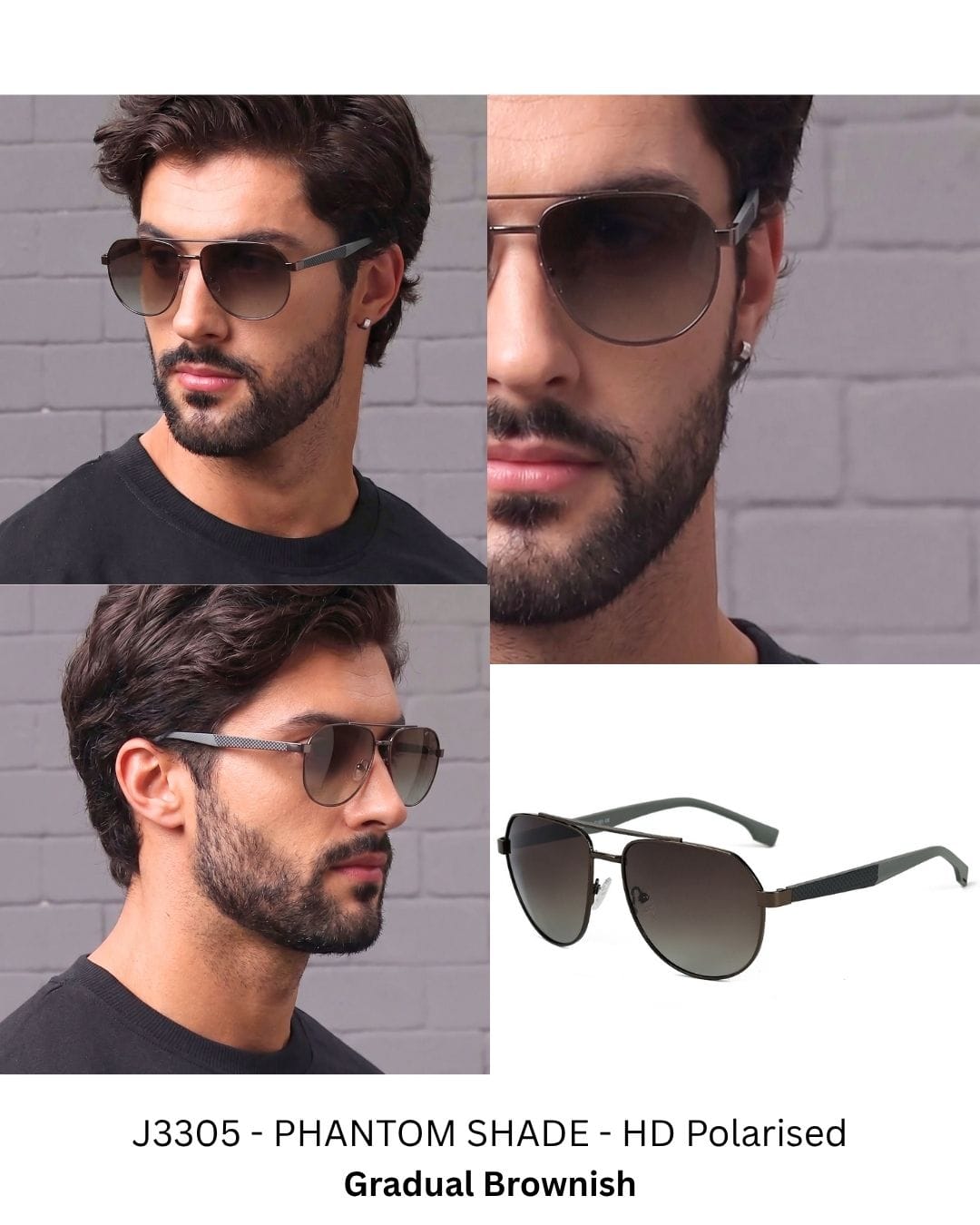 2148 - EBON OCTAGON - HD Polarised Sunglasses for Men - UV400 Protection, Stainless Steel Frame - Gradual Brownish - THE MEN THING