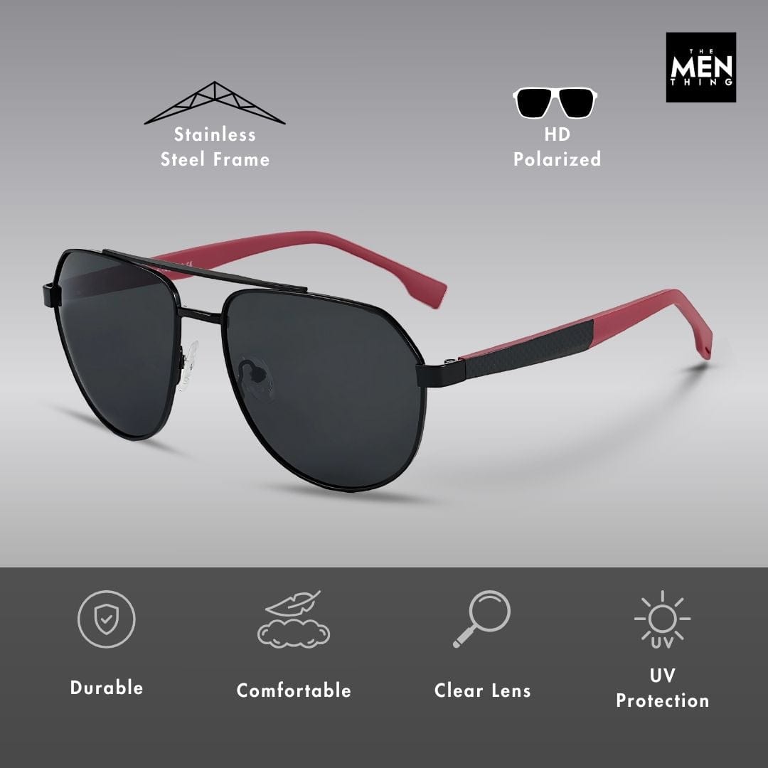 2148 - EBON OCTAGON - HD Polarised Sunglasses for Men - UV400 Protection, Stainless Steel Frame - Gradual Blue Grey - THE MEN THING