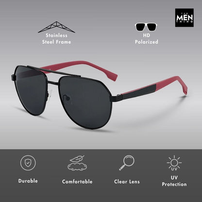 2148 - EBON OCTAGON - HD Polarised Sunglasses for Men - UV400 Protection, Stainless Steel Frame - Gradual Blue Grey - THE MEN THING